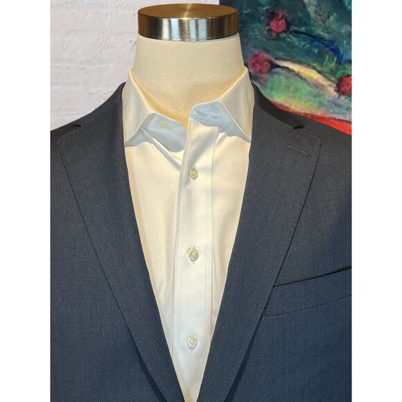 Peter Millar 42S Dark Blue - Sapphire Blue Stripe Blazer Sport Coat Short Arms - Picture 4 of 16